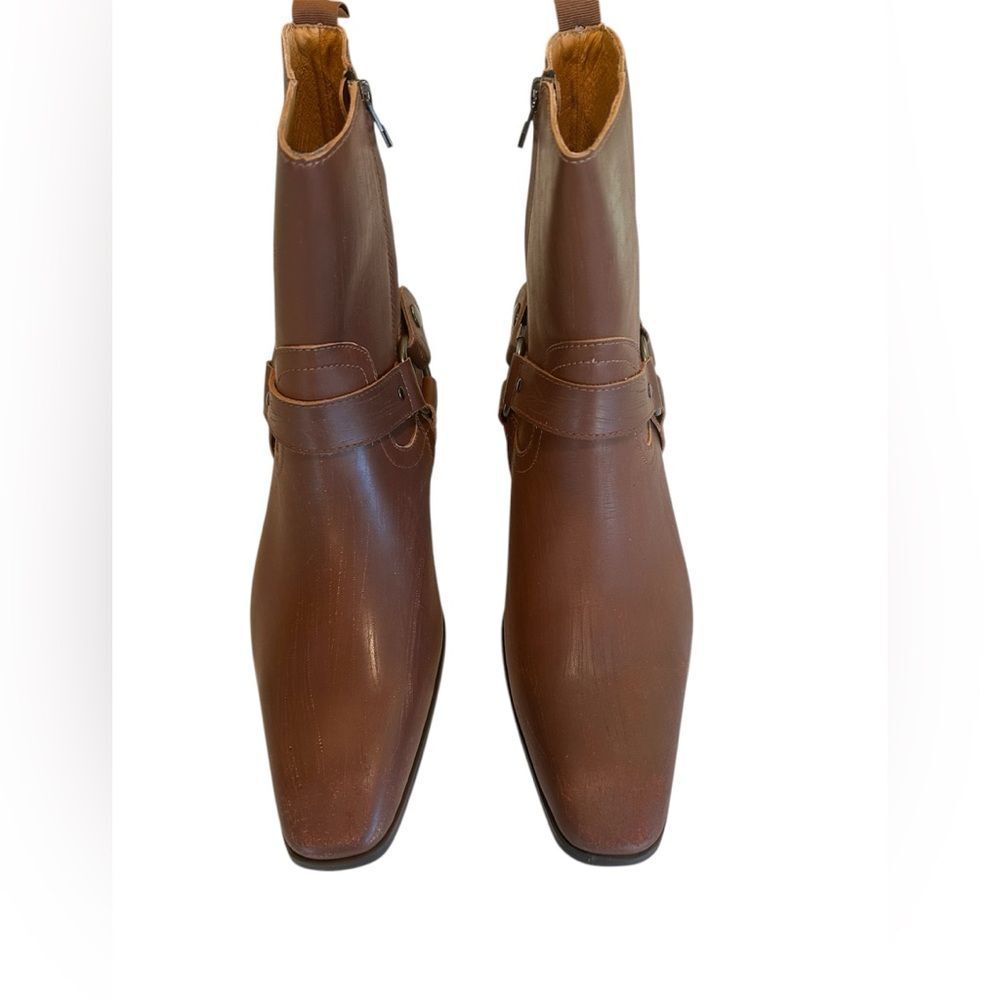 Brown Men's Leather Zip Ankle Boots